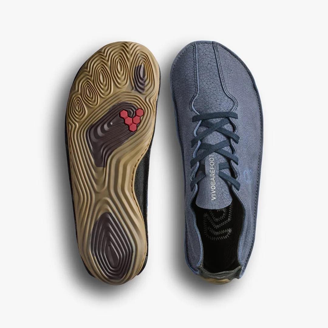 Мокасины Vivobarefoot Sensus II Grounding — женская модель, синяя кожа с фактурой кракелюра, фото 2